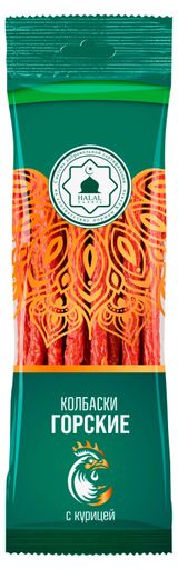 Изображение товара Колбаски сырокопченые «Велмит» Горские с курицей халяль, 70 г