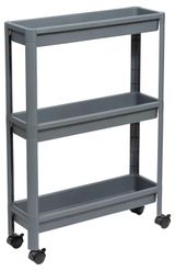 Изображение товара Этажерка узкая Violet Vikea 3-х ярусная на колесиках серая, 530х175х755 мм