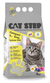 Изображение товара Наполнитель для кошачьего туалета Cat Step Compact Grey Summer Field комкующийся минеральный, 4 кг