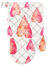 Изображение товара Набор кухонный «Коллекция» Сердца, прихватка + варежка