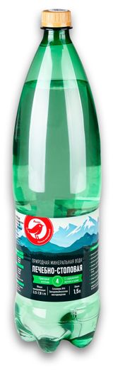 Изображение товара Вода минеральная лечебно-столовая АШАН Красная птица №4 с газом, 1,5 л