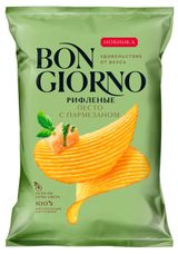 Изображение товара Чипсы картофельные Bon Giorno рифленые с пармезаном, 80 г