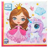 Изображение товара Салфетки одноразовые бумажные трехслойные 33х33 см милая принцесса, 20 шт
