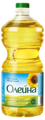 Изображение товара Масло подсолнечное «Олейна» рафинированное первый сорт, 2 л