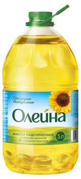 Изображение товара Масло подсолнечное «Олейна» рафинированное  первый сорт, 5 л