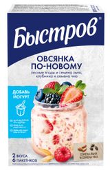 Изображение товара Хлопья овсяные «Быстров» лесные ягоды и семена льна клубники и чиа, 210 г