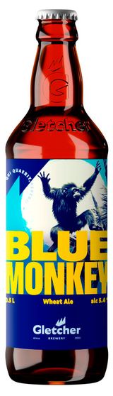 Изображение товара Пиво Gletcher Blue Monkey светлое нефильтрованное, 500 мл