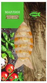 Изображение товара Марлин холодного копчения «Олива» с оливковым маслом и чесноком ломтики, 100 г