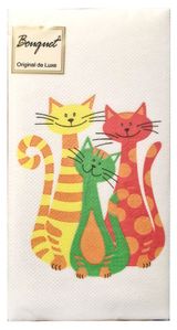 Изображение товара Салфетки бумажные одноразовые Bouquet двухслойные декоративные коты 33х33 см, 20 шт