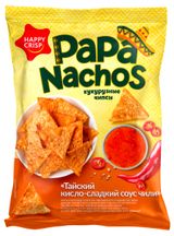 Изображение товара Чипсы кукурузные Papa Nachos Тайский кисло-сладкий соус чили, 75 г