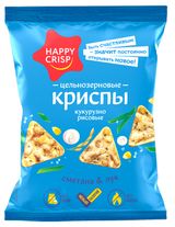 Изображение товара Криспы кукурузно-рисовые Happy Crisp Сметана Лук, 50 г