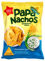 Изображение товара Чипсы кукурузные Papa Nachos сметана лук, 75 г