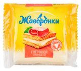Изображение товара Сыр плавленый тостовый «Жаворонки» с ветчиной слайсы 30% БЗМЖ, 130 г