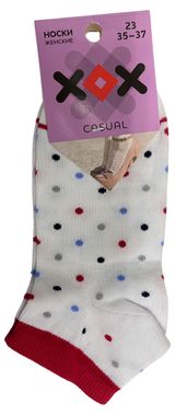 Изображение товара Носки женские укороченные ХОХ горошек белые, р. 23