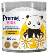 Изображение товара Ватные палочки детские Premial с экстрактом ромашки 0+, 200 шт