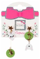 Изображение товара Серьги-гвоздики Lukky Fashion с подвесками металл+эмаль Милый Зайка