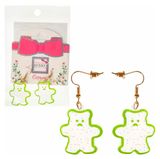 Изображение товара Серьги Lukky Fashion Мишки с неоновой обводкой и блестками зеленый