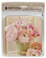 Изображение товара Подставка под горячее деревянная Розы, 18х18 см