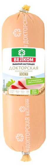 Изображение товара Колбаса вареная «Велком» Докторская из отборного мяса без сои ГОСТ, ~ 1 кг