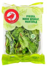Изображение товара Салатный набор АШАН Красная птица руккола, шпинат, мини-мангольд, 125 г