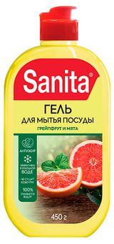 Изображение товара Гель для мытья посуды Sanita грейпфрут и мята, 450 г