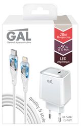 Изображение товара Набор аксессуаров Gal СЗУ 5619 PD20W + кабель Type-C-8PIN 3A белый 1 м