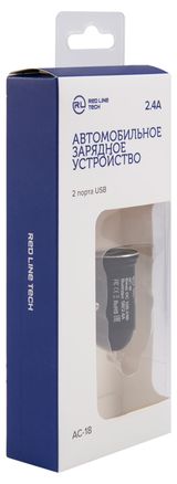 Изображение товара Автомобильное зарядное устройство Red LineL TECH АС-18 2 USB 2.4А черное