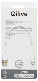 Изображение товара Кабель Qilive USB-8 PIN MFI 2.4A белый, 0,2 м
