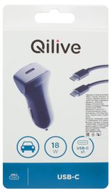 Изображение товара Устройство зарядное автомобильное Qilive 1 USB-С PD18W  + USB-С 2.0 1,2 м черный