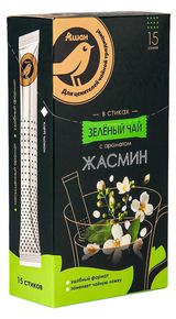 Изображение товара Чай зеленый АШАН Золотая птица с ароматом жасмина в стиках, 15х2 г