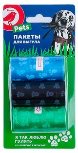 Изображение товара Пакеты для выгула собак АШАН Красная птица, 6х20 шт