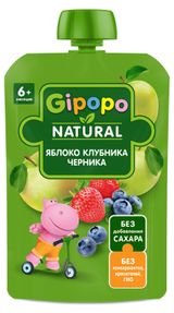Изображение товара Пюре детское Gipopo яблоко клубника черника с 6 мес., 90 г