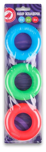 Изображение товара Набор кистевых эспандеров АШАН Красная птица 10-20-30 кг, 3 шт