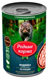 Изображение товара Влажный корм для стерилизованных кошек «Родные Корма» Индейка по-елецки кусочки в соусе, 410 г