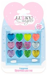 Изображение товара Палетка крем-теней для век Lukky Angel с блестками 12 цветов Сердечки