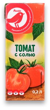 Изображение товара Сок томатный АШАН Красная птица с солью, 200 мл