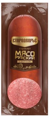 Изображение товара Колбаса варено-копченая «Стародворье» Сервелат Мясорубский с окороком, 350 г