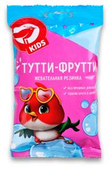 Изображение товара Жевательная резинка АШАН Красная птица Kids с ароматом Тутти фрутти, 48 г