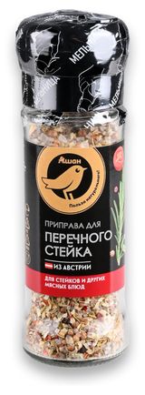 Изображение товара Приправы АШАН Золотая птица для перечного стейка мельница, 60 г