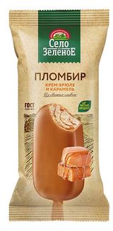 Изображение товара Мороженое пломбир «Село Зеленое» Эскимо крем-брюле и карамель 15%, 80 г