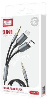 Изображение товара Аудиокабель  Earldom AUX72 3 в 1, 1,2 м