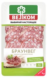 Изображение товара Колбаса сырокопченая «ВЕЛКОМ» Браунвег нарезка, 70 г