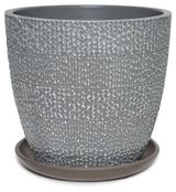 Изображение товара Горшок «Композит» Ротанг бетонный с поддоном серый d 30 см, 13 л