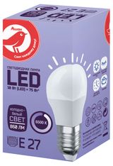 Изображение товара Лампа cветодиодная АШАН Красная птица Шар 10W Е27 холодно-белый, 1 шт