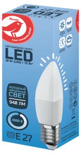 Изображение товара Лампа cветодиодная АШАН Красная птица Свеча 10W Е27 холодный нейтральный, 1 шт