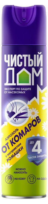 Изображение товара Аэрозоль от комаров «Чистый дом» с экстрактом ромашки, 150 мл