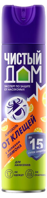 Изображение товара Аэрозоль от клещей «Чистый дом» с запахом лимона, 150 мл