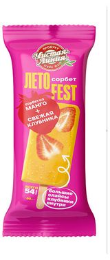 Изображение товара Мороженое сорбет «Чистая Линия» с манго с клубникой, 60 г