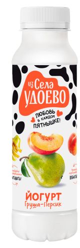 Изображение товара Йогурт питьевой «Из Села Удоево» груша персик 2,5% БЗМЖ, 260 г