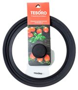 Изображение товара Крышка Tesoro Универсальная стеклянная с силиконовым ободом, 24-26-28 см